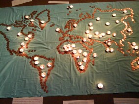 We lit candles for the areas of the world that needed our prayers